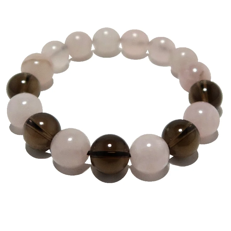 Bangles with chunky designs for statement wear -Rose Quartz Bracelet Smoky Hot Love Protector