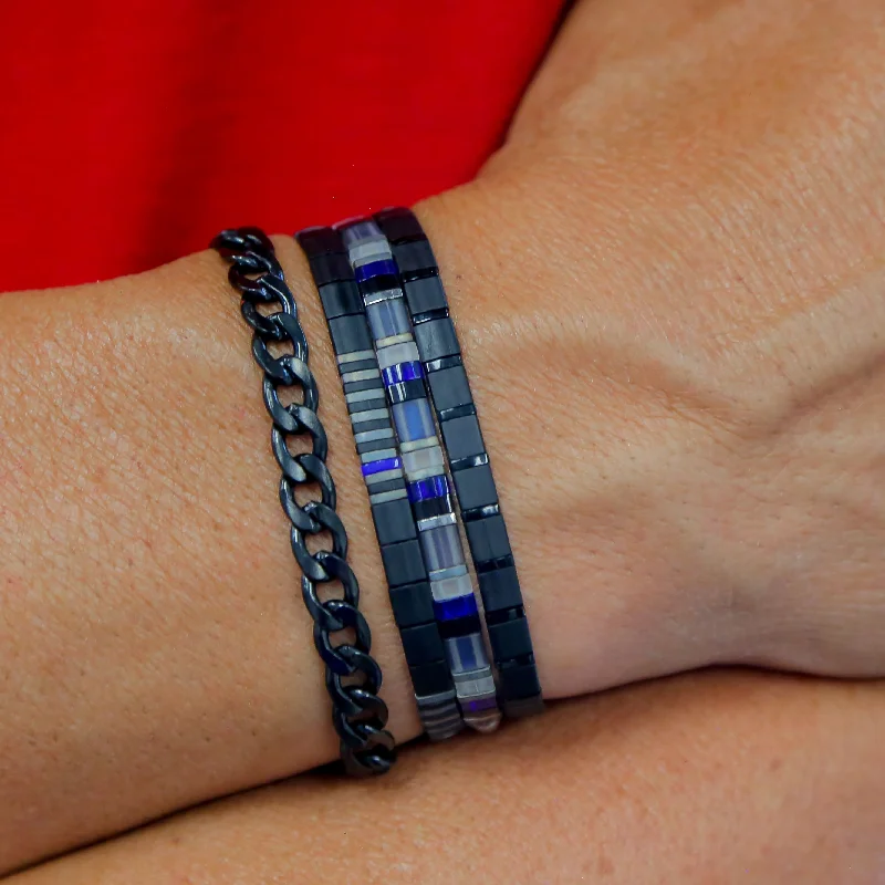 Bangles with rough opal for organic shine -AUX - Men's Bracelet Stack