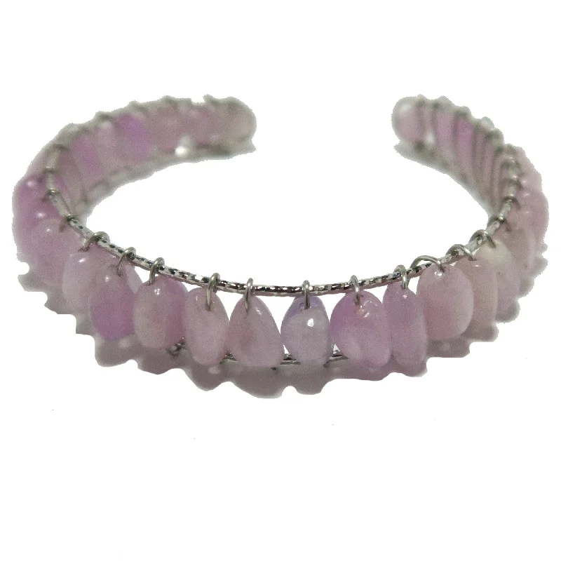 Bracelets with open cuff for easy wear -Kunzite Bracelet Cuff Pink Love 18-Karat Gold