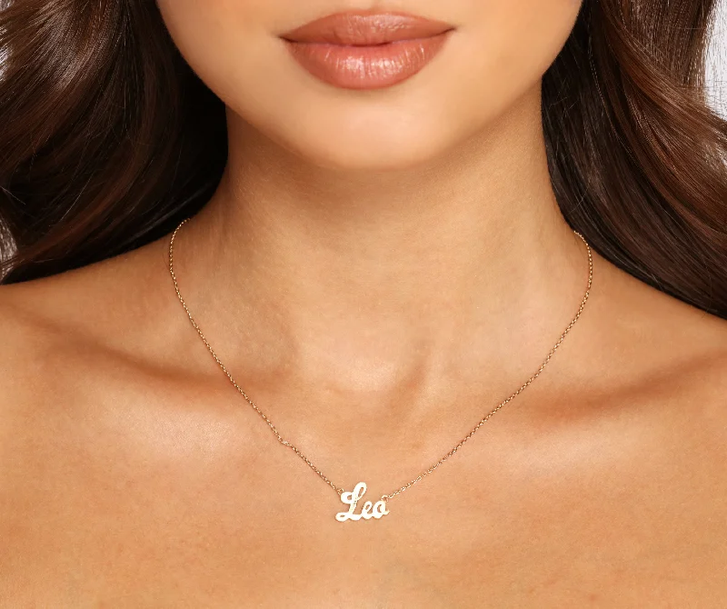 Stunning necklaces and pendants with aquamarine stones for a serene effect-Leo Script Necklace