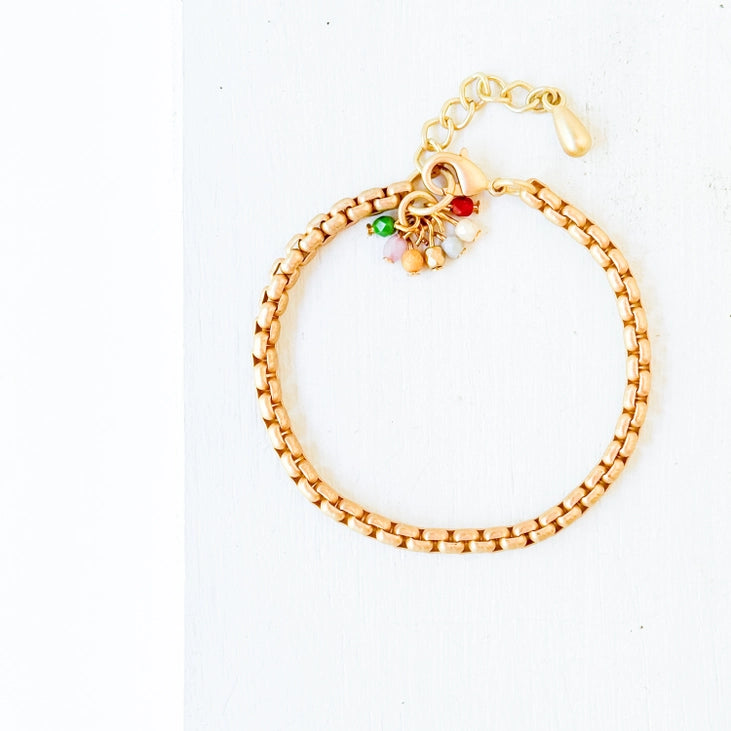 Gold bracelets with delicate diamond charm accents -Adjustable Thick Gold Chain Bracelet With Bead Cluster