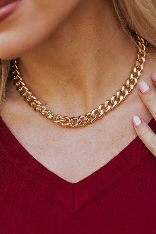 Gold Thick Chain Choker Necklace - FINAL SALE