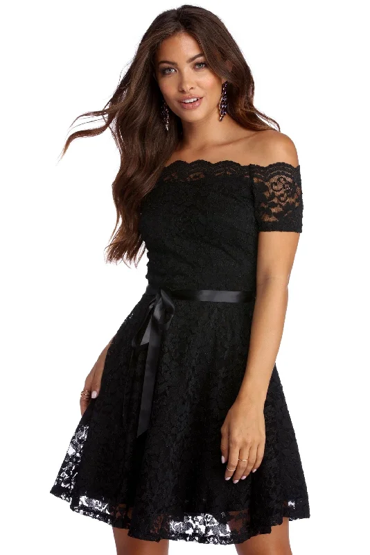 One-shoulder Dresses for Trendy -Abigail Scalloped Lace Formal Dress