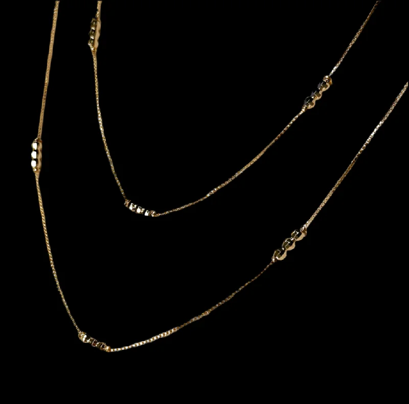 Beautiful necklaces and pendants with tree branch motifs for a nature-inspired design-Necklace - 18K Gold Filled Three Bead Detail Box Chains (NEW)