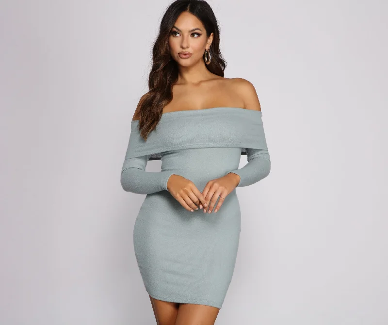 Casual Dresses for Everyday -Keep It Chill Off The Shoulder Mini Dress