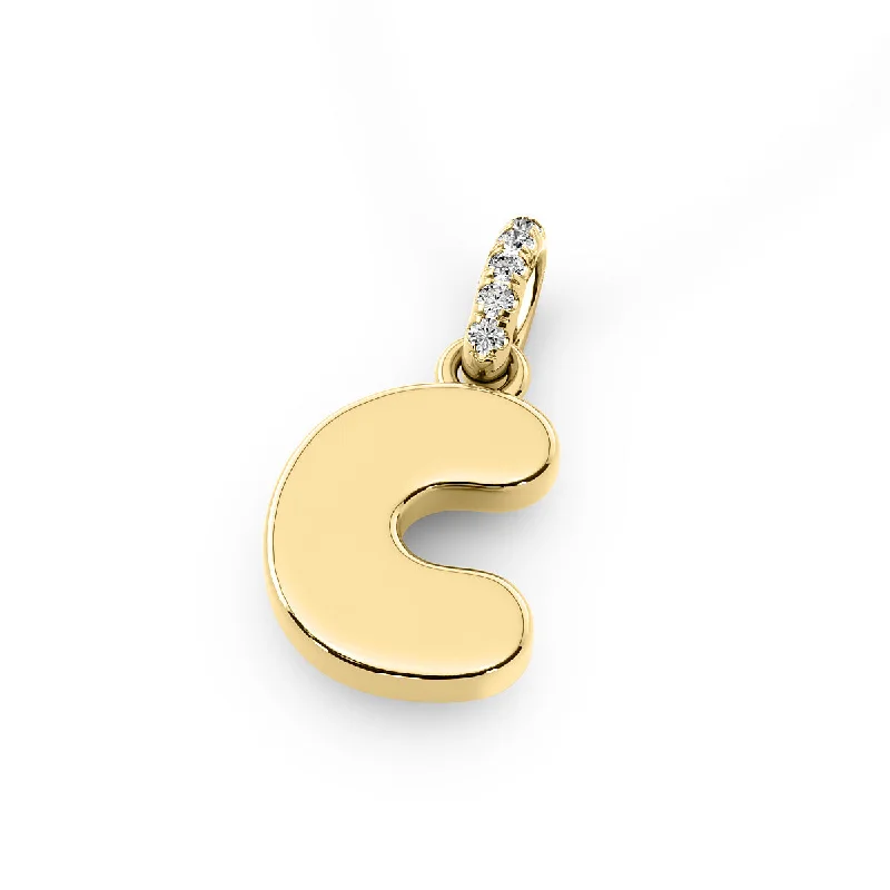 Best necklaces and pendants with silver chains for a sleek, timeless look-Diamond 14K Bubble Initial Pendant