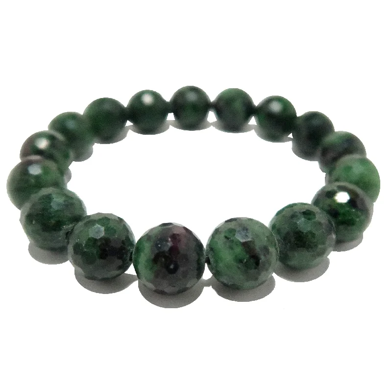 Bracelets with sunstone gems for fiery shine -Ruby Zoisite Bracelet Rich as Can Be Faceted Beads