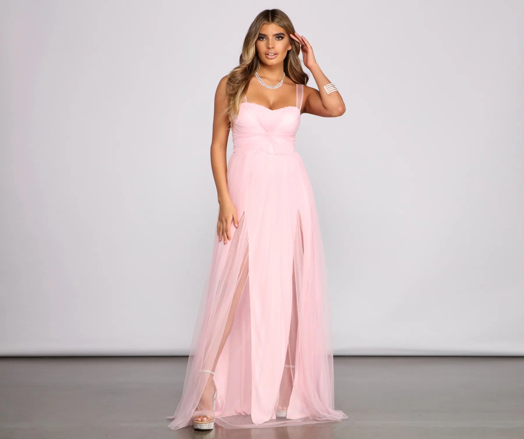 Satin Dresses for Shiny Look -Vanessa Sweetheart A-Line Tulle Dress