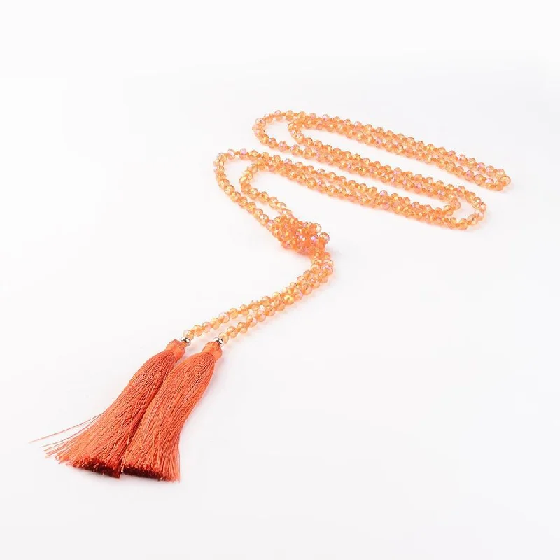 Best necklaces and pendants with matching rings for a coordinated jewelry set-Lariat Necklace with Tassel & Crystals