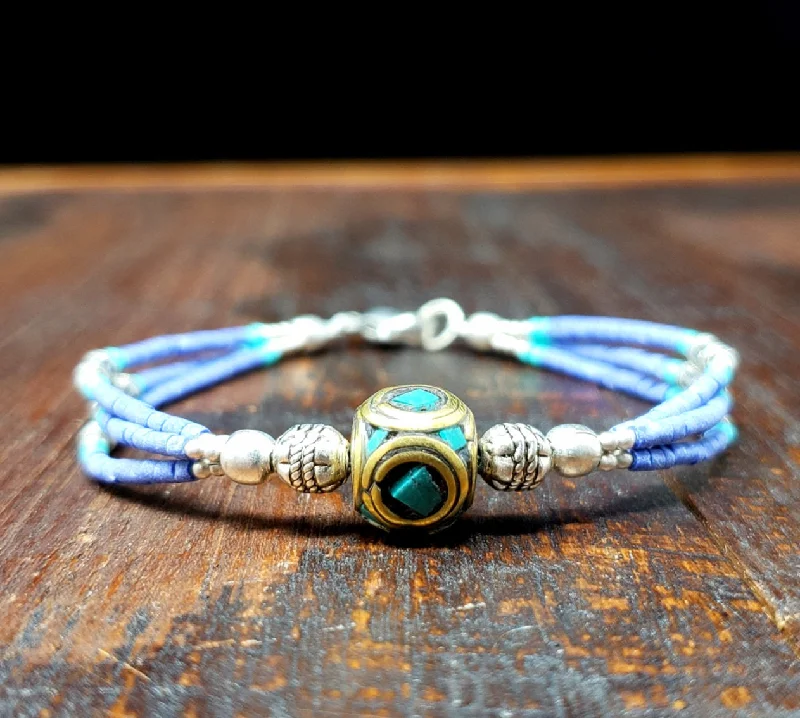 Bangles with malachite stones for green swirls -Tibetan Lapis Azura Bracelet