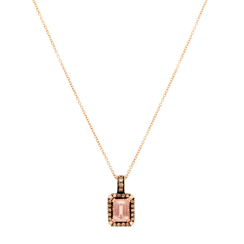 Necklaces and pendants with geometric pendants for a clean, contemporary design-Le Vian Peach Morganite Rectangle Pendant - 14k Rose Gold Necklace - 18"