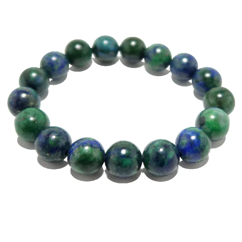 Bangles with agate slices for earthy look -Azurite Malachite Bracelet Earth Essence Stone