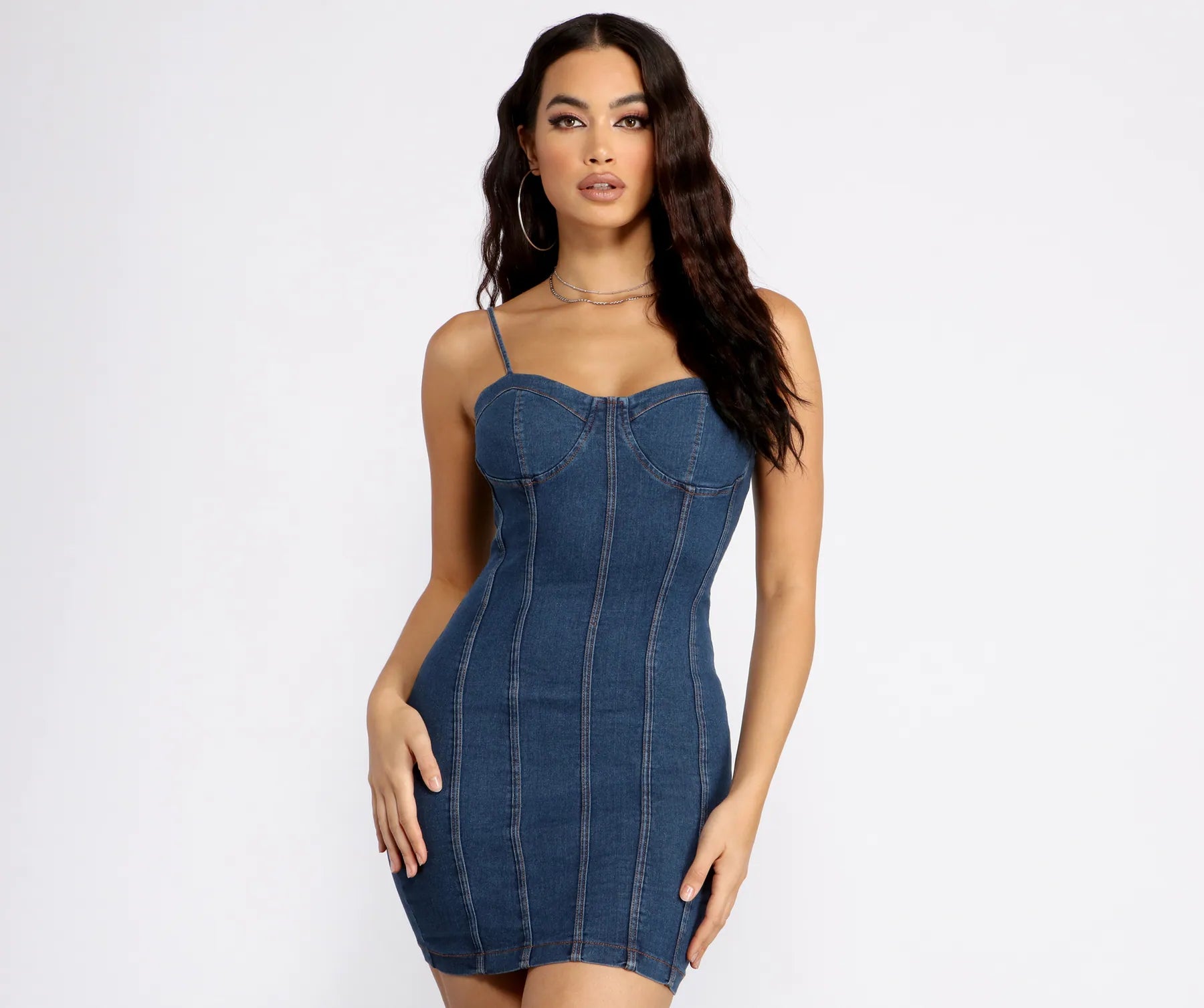 Tiered Dresses for Voluminous -Babe In Denim Mini Dress