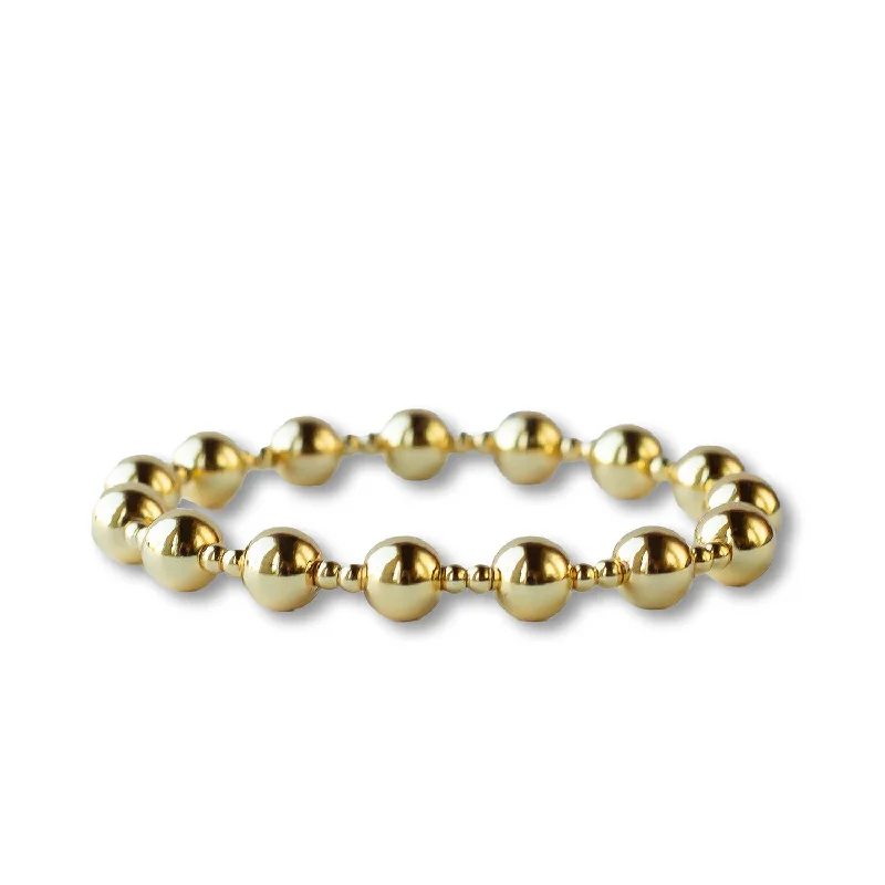 Bracelets with faceted aquamarine for sea glow -Gold Stretch Bracelet: Duo Smooth