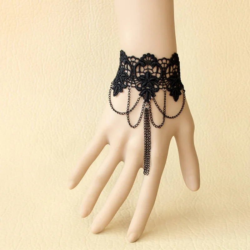 Bracelets with spiral designs for eye-catching twist -Halloween Lace Bracelet