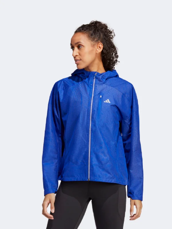 Raincoat Jackets for Rainy Weather -Adidas Adizero Women Running Jacket Lucid Blue