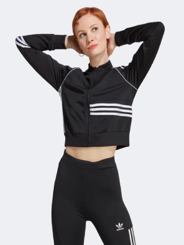 Heavy Duty Jackets for Durability -Adidas Crop Track Women Original Jacket Black/White