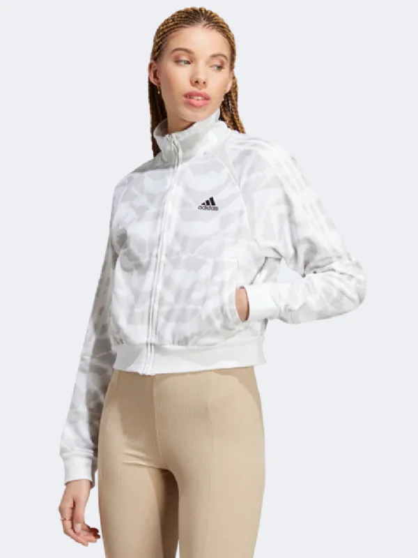 Quilted Jackets for Fashionable -Adidas Tiro Suit Up Women Sportswear Jacket White/Grey