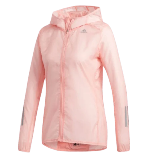 Mother's Day Jackets for Gift -Adidas Response Hooded See-Through Women Running Jacket Coral