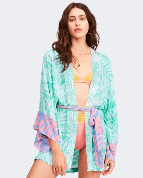 University Jackets for Academics -Billabong Loveland Kimono Cover-Up Women Lifestyle Jacket Tropical Green