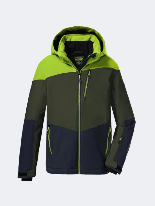 Geometric Jackets for Modern -Killtec Ksw 161 Boys Skiing Jacket Green