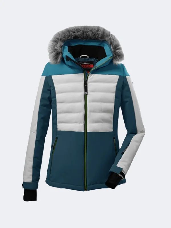 White Jackets for Clean -Killtec Ksw 254 Women Skiing Jacket Dark Turquoise