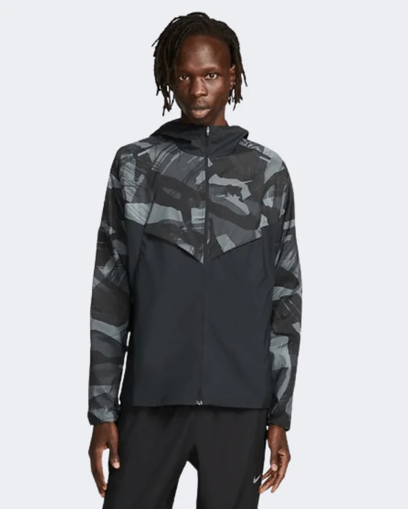 Birthday Jackets for Celebration -Nike Repel Windrunner Men Running Jacket Camo Black Dv5199-010