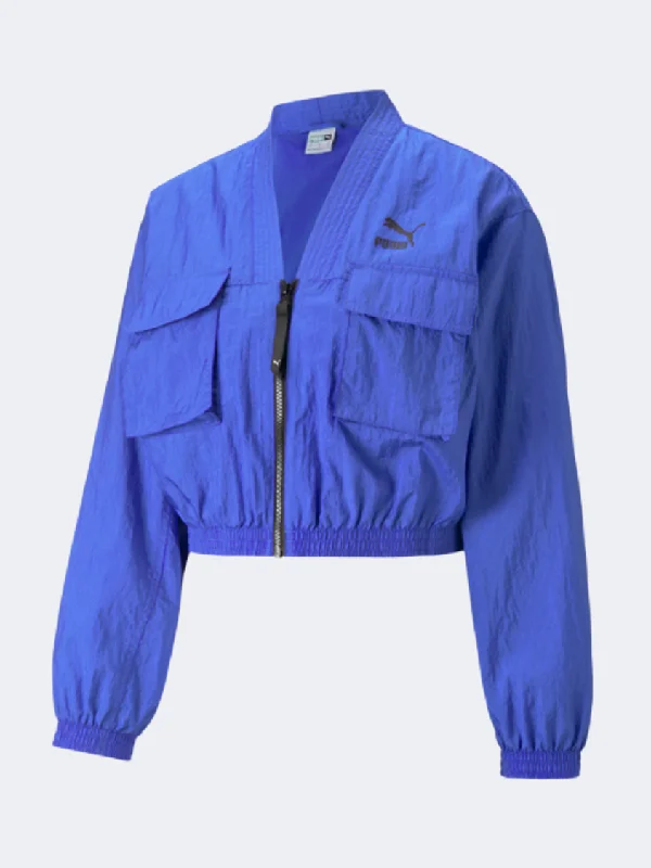 Solid Color Jackets for Simple -Puma Dare To Woven Women Lifestyle Jacket Sapphire