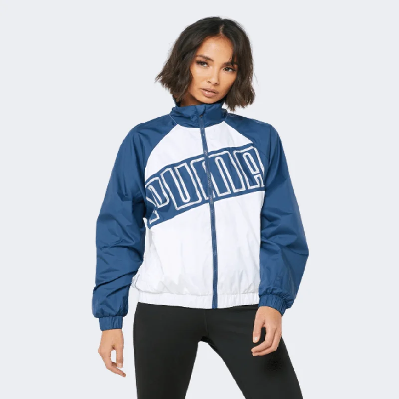 Logo Printed Jackets for Branding -Puma Feel It Windbreaker Women Training Jacket Dark Denim 51893004