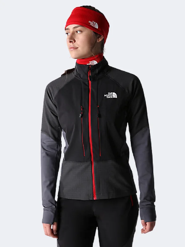 Red Jackets for Statement -The North Face Dawn Turn Full-Zip Softshell Women Hiking Jacket Black/Grey