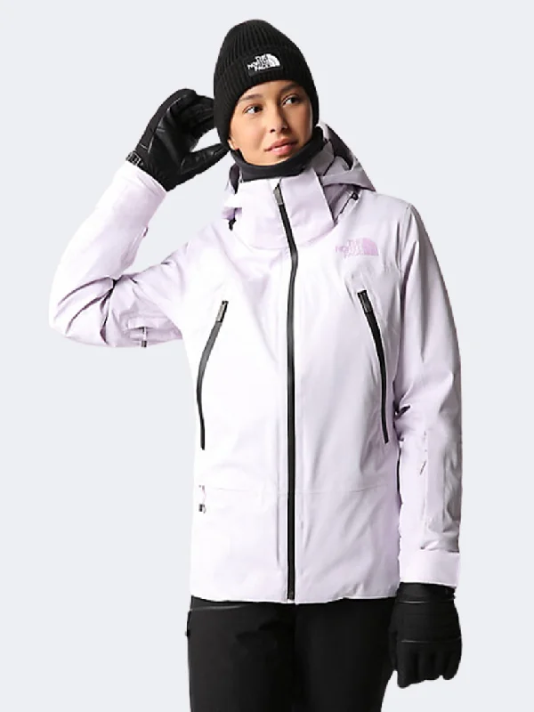 Brown Jackets for Earthy -The North Face Lenado Women Skiing Jacket Lavender Fog