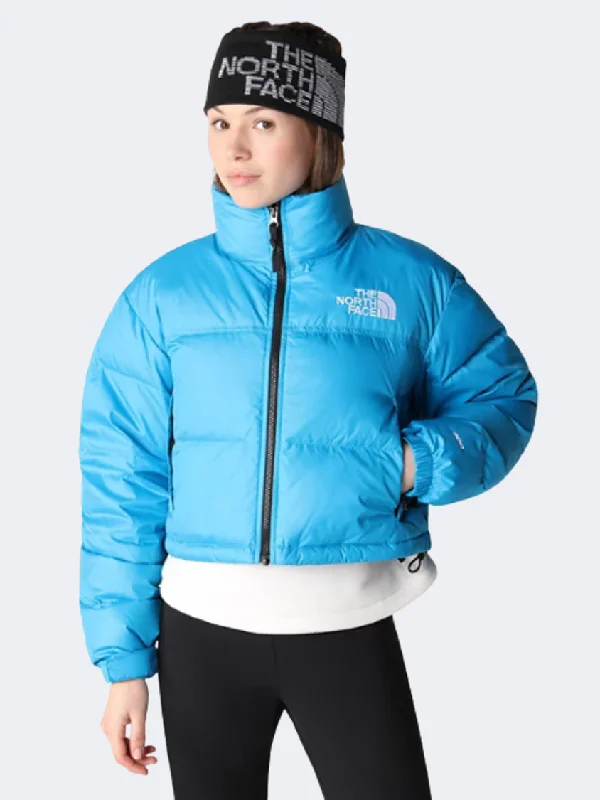 Team Jackets for Group Identity -The North Face Nuptse Short Women Lifestyle Jacket Acoustic Blue