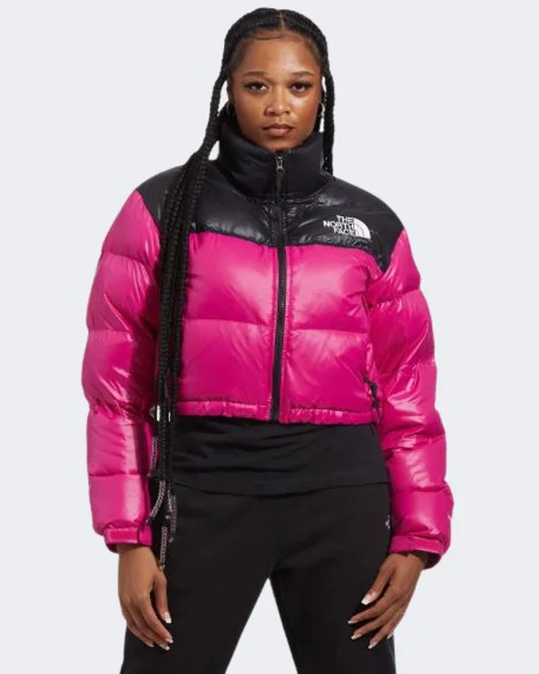 Varsity Jackets for Sporty Vibe -The North Face Nuptse Women Lifestyle Jacket Pink/Black Nf0A5Gge-146