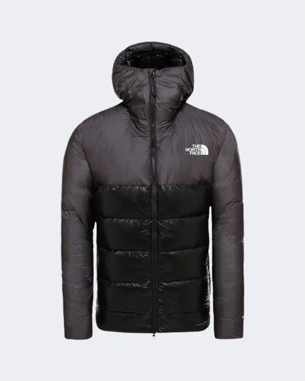 Embroidered Jackets for Detail -The North Face Summit L6 Down Belay Parka Men Hiking Jacket Black/Dark Grey