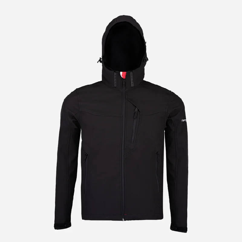 Hooded Jackets for Added Coverage -TopTen Softshell Men Skiing Jacket Black