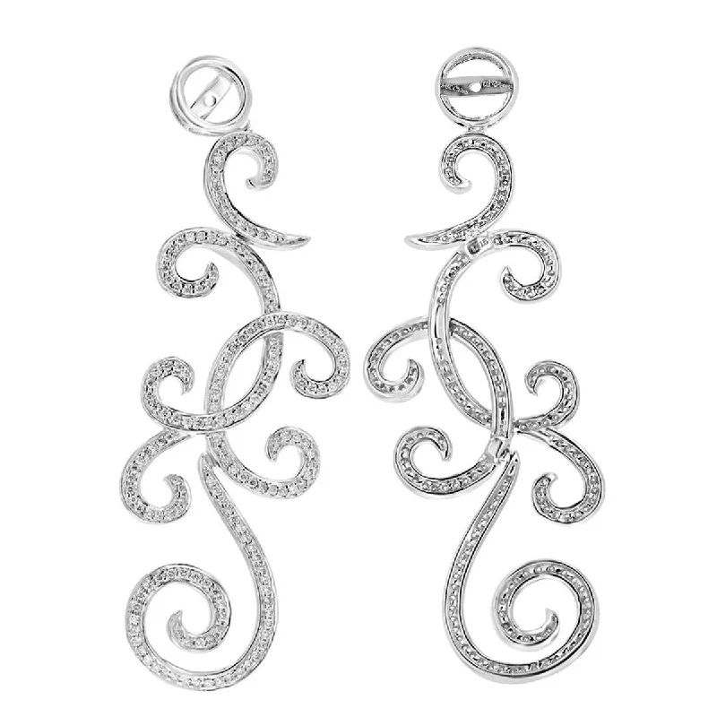 Organic Jackets for Natural -14KT WHITE GOLD 1.15 CTW DIAMOND SWIRL EARRING JACKETS