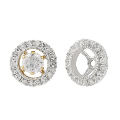 Affordable Jackets for Budget -Diamond Halo Earring Jackets in 14kt White Gold (1/4ct tw)