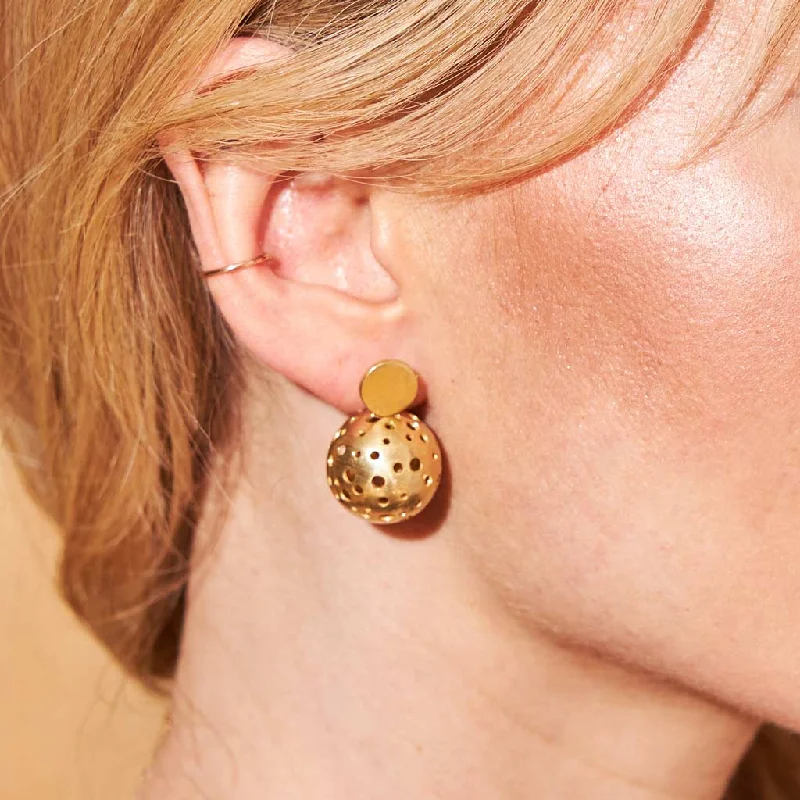 Sustainable Jackets for Eco-Friendly -Moon Drop Jacket Earrings - Brass