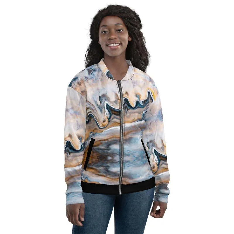 Heavy Duty Jackets for Durability -Womens Bomber Jacket, Abstract Swirl Style