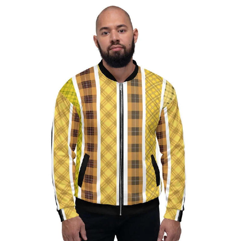 Reflective Jackets for Safety -Uniquely You Bomber Jacket / Yellow and Black Tartan Style - J10877