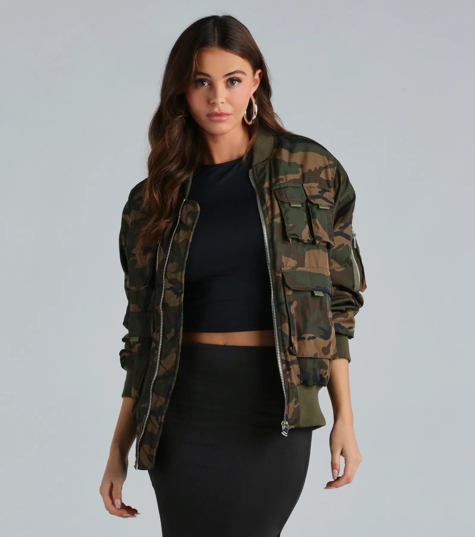 Ski Jackets for Winter Sports -Mission Accomplished Camouflage Bomber Jacket