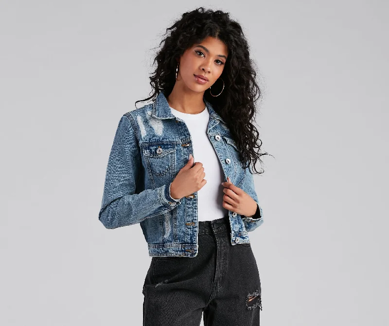 Beaded Jackets for Decoration -Ready To Roll Destructed Denim Jacket